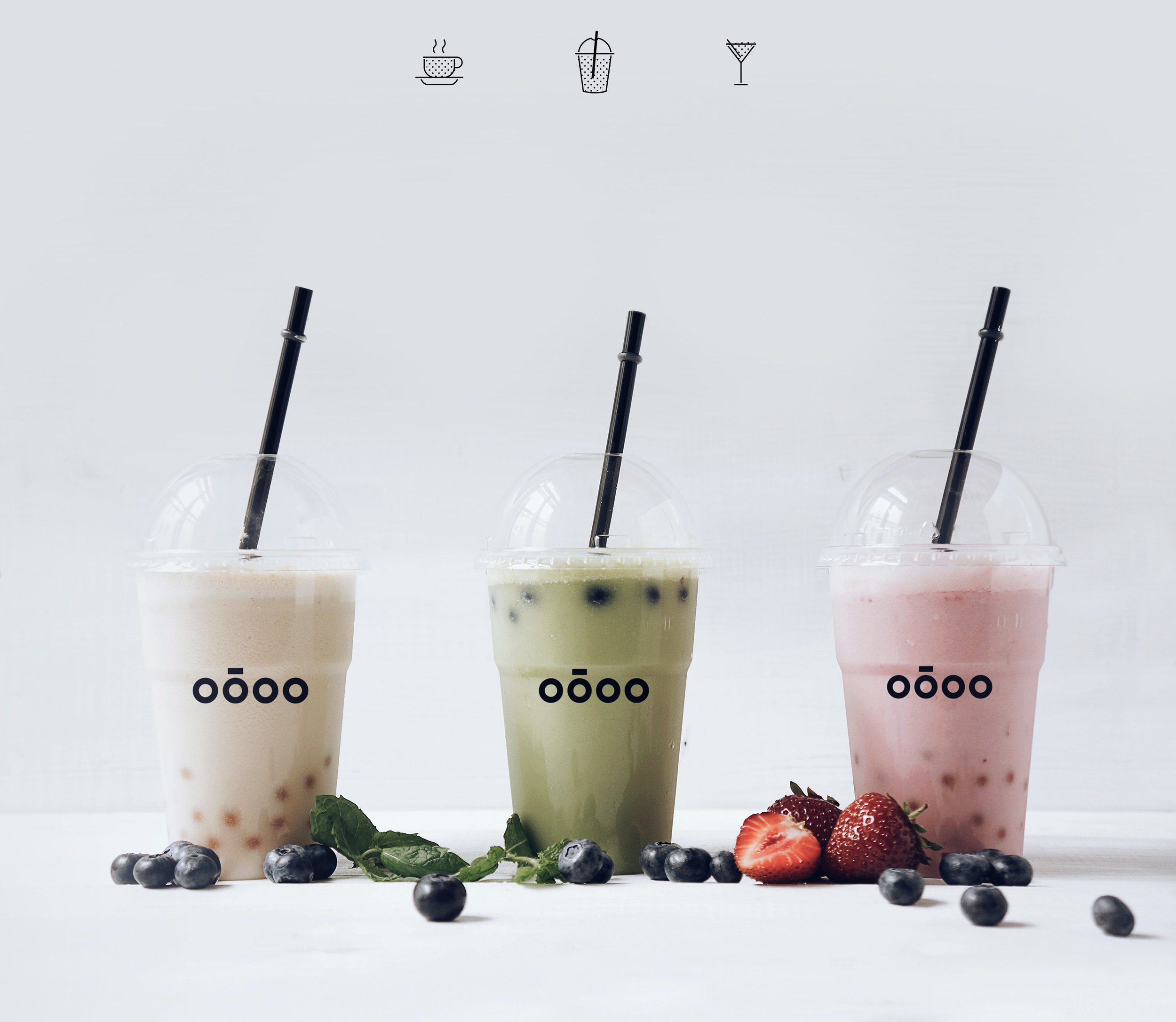 Showcase your corporate identity or packaging design for bubble tea photorealistic. Boba Michaela Mucha