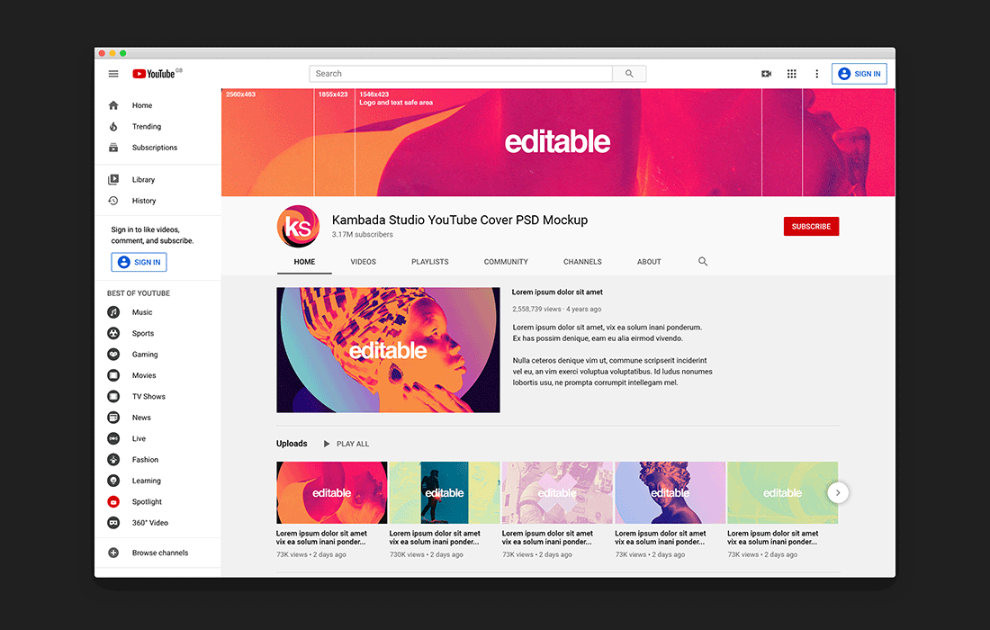 38 best mockup free video clip downloads from the videezy community. Youtube Channel Mockup Free Psd File Kambada Studio