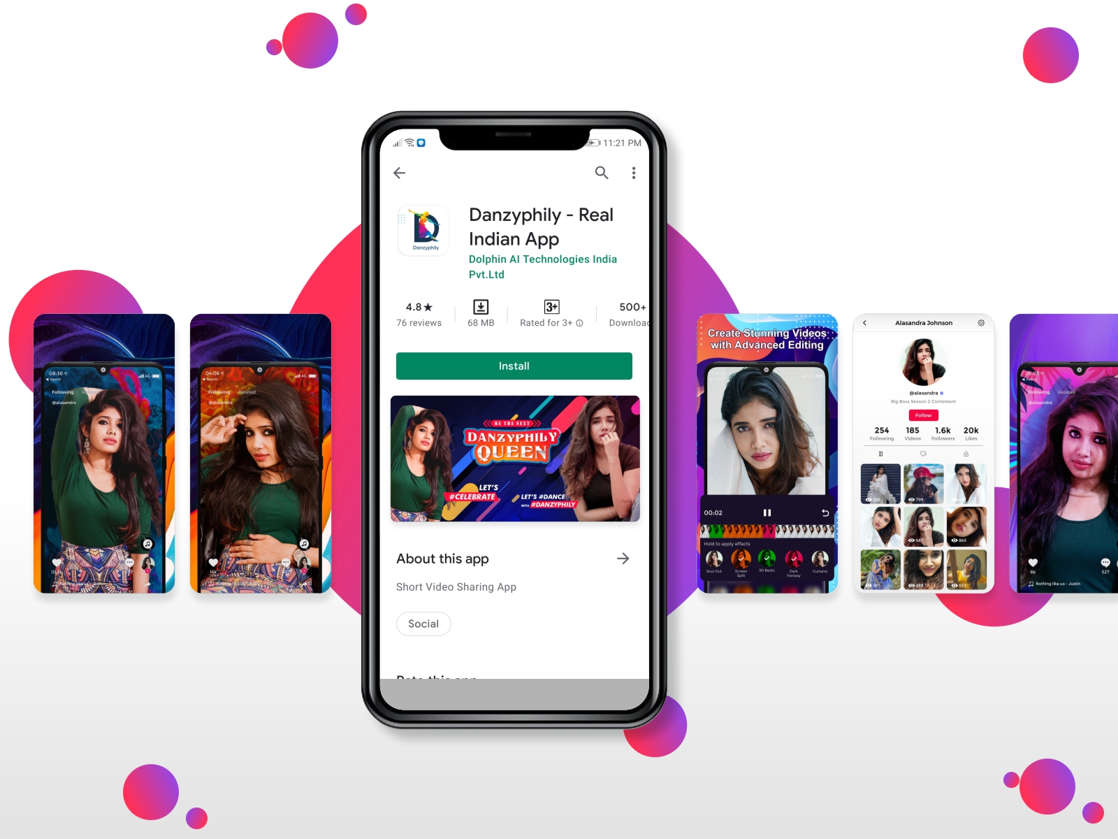 Short for “application,” apps let you do everything from listening to music to syncing your phone to you. Danzyphily Short Video Making App Promotional Works Playstore Mockup Vg D Signs